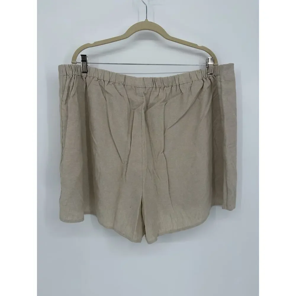 Old Navy 2X Beige Linen Blend Wrap Skort Pull On Shorts Skirt Plus Size